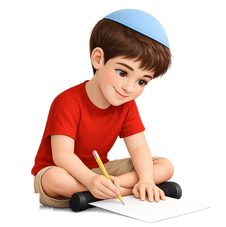 Illustration: ein Schulkind schreibt einen Brief